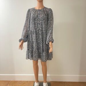 Primark Black and White Floral Long Sleeve Dress